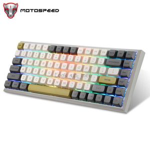 Motospeed SK84 Sem Fio Bluetooth Teclado Mecânico para Jogos Interruptor Azul Vermelho 84 Teclas Hot Swap Anti-Ghost Teclado Para PC Portátil HKD230808