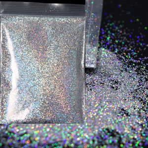 Nagel glitter 10g bulk för naglar hologram pulver gnistrande pigmentkonstdekorationer lösa chunky glänsande charm för reflekterande polska 230808