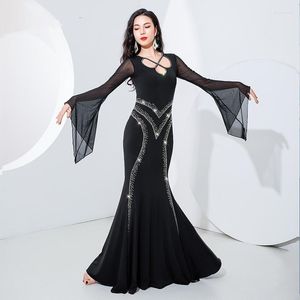 Abbigliamento da palcoscenico Abito da danza del ventre sexy Egiziano Baladi Saidi Costume Performance Galabeya Abaya Abito da donna professionale da donna