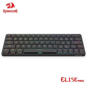 REDRAGON Elise Pro K624P RGB Tastiera da gioco meccanica super sottile Supporto USB Bluetooth wireless 2.4G 63 tasti per PC Compute HKD230808