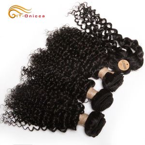 Hair pieces Kinky Curly Bundles With Closure Natural Human Short Indian Circular 230807