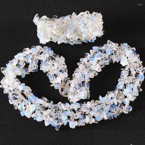 Örhängen halsband set 4-8mm chip pärlor naturliga sten vita opal armband smycken för kvinnor gåva droppleveransuppsättningar dhgarden dhrbh