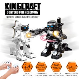 Electric/RC Animals Rc Robot Toys For Kids With Cool Light Sound Effects Gesture Sensing Remote Control Battle Robot Boys And Girls Children's Gift 230808