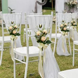 Fiori Decorativi Sedia Nastro Artificiale Rosa Babysbreath Banchetto Coprinodo per Auto da Chiesa Forniture per Decorazioni per Feste di Nozze all'aperto