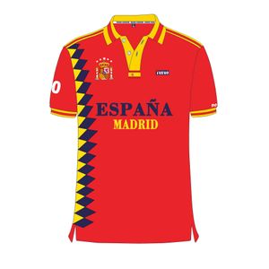 Yeni düz İspanyol futbol sıradan saf pamuklu ince takma işlemeli polo gömlek İspanyol futbol