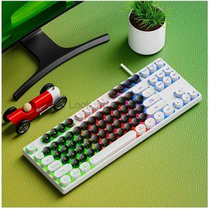 Crack DK 87-Key Punk Mechanical Keyboard Double Color Matching Imitation Mechanical Keyboard Feel Gaming Office Keyboar Boy Gift HKD230808