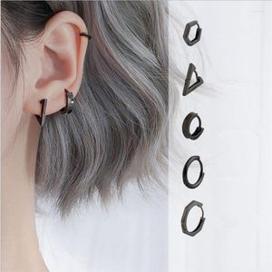 Hoop Earrings Trendy Silver 925 Sterling Black For Men Women Jewelry Charm Lady Earring Male Accessories S925 Girl Gift