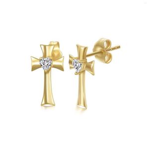 Stud Earrings Yfn Solid 14K Gold Cross For Women Yellow Religious Jewelry Birthday Gift Drop Delivery Dhgarden Dhfyd