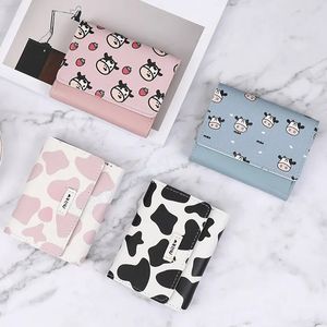 Wallet Pu Leather Cartoon Cow Cattle Short Ladies Multi-card Slot Coin Purses Student Cute Triple Fold Wallet