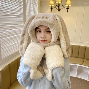 Scarves Winter Long-eared Hat Scarf One Glove Autumn Thicken Warm Three-piece Set