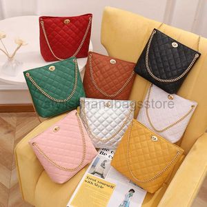 Borsa da donna con coulisse 2023 nuovo motivo a perle con motivo a rombi ricamato con fibbia a secchiello borsa a secchiello casual con catena a tracolla borse eleganti