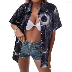 Women's Blouses For Women Printed Short-Sleeved T-Shirt Fashion Casual Short Sleeve Button Down Shirts Tops Fine Elegant