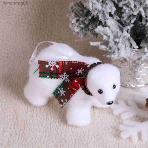 Mini söt plysch vit björn julgran hänge prydnad juldekoration för hemdekoration navidad nyår 2024 natal l230620