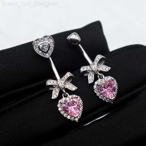 Miqiao Navel Ring Silver 925 Belly Button Piercing Navel Piercing Bowknot Pink Heart Jewelry 925 Sterling Silver Sexy L230808