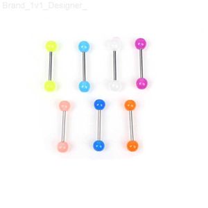 Glow Straight Tongue Bar Belly Bar Navel Ring pcs/lot Body Piercing Jewelry 14G L230808