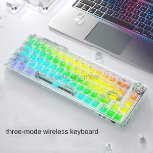 Teclado Mecânico Transparente Bluetooth Wireless Three Mode Gateway Personalizado Hot Plug Game Máquinas de Escritório Teclado HKD230808