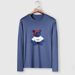 2023 Autumn Winter Cartoon Letter Print Catoon Men's Casual Polos Lapel Long-Sleeve Breattable Fashion Men's Tees FBL029