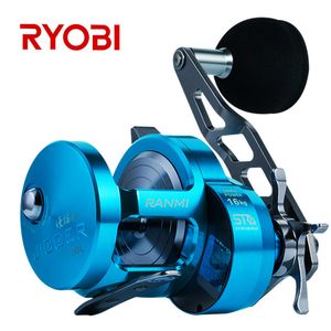 Carretilhas de arremesso de isca RYOBI RANMI Slow Jigging Wheel Max Drag 16KG 81BB Barco de metal Água salgada redonda Carretel de pesca de arremesso 230807