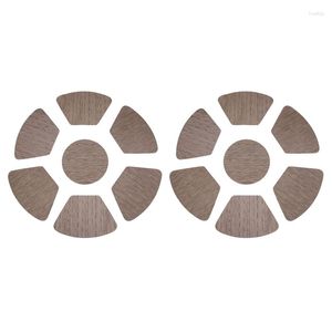 Table Mats 2 Round Piece Heat Insulation Stain-Resistant Woven Place Non-Slip Washable Pack Of 14 Brown