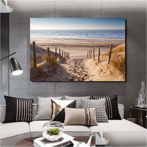 Картины скандинавский плакат при морском пляже картина картина пляжная дорожка на стенах искусство картина нет рама для гостиной спальня современный домашний декор dhkwo
