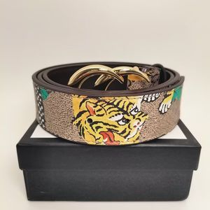 3.8cm men designers belts womens belts Tiger print waist band Fashion casual leather belt waistbands for man woman Flower color beltcinturones BOX