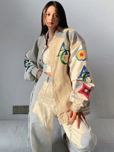 Kurtki męskie American Retro Street Casual Personality Series Series Hafted Hafted Flocking Jacket Female Morelot Baseball Mundlif Y2K 230807