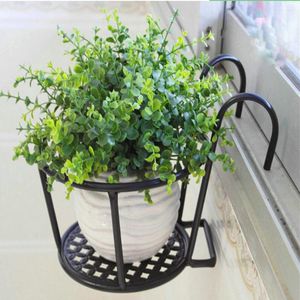 Cestas de Armazenamento Vaso de Planta Rack de Metal Varanda Flor Estilo Europeu Suporte de Vaso de Ferro Janela Pendurada Bacia de Plantação Verde Prateleira