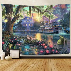 Coperta Prince Tapestry Large Soft Flannel Psychedelic Island Lake Wall Hanging Arazzi per soggiorno Camera da letto Home Decor 230808