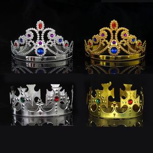 Party Cosplay Crown King Queen Princess Royal Diamond Gem Crown Children Adults Crown Headwear Halloween Jultillbehör ZZ