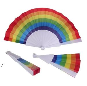 Bomboniere Arcobaleno Fan Gay Pride Osso di plastica Arcobaleni Ventagli a mano Eventi LGBT Feste a tema arcobaleni Regali 23CM