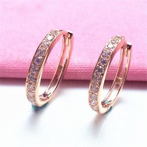 Dangle Earrings 585 Purple Gold Plated 14K Rose Single Row Zircon For Women Earings Buckle Exquisite Simple In Jewelry