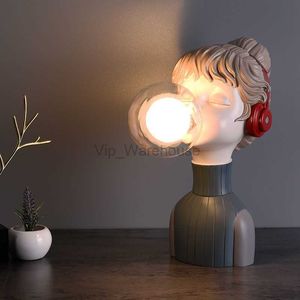 Nordic Resin girl table lamp Network Red ins Style Princess Room Decor desk lamp Modern LED Girl Bedside Night light HKD230808