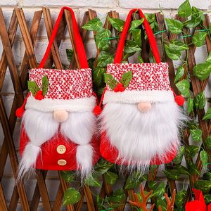 Christmas Gnomes Gift Bag Portable Treat Tote Xmas Tree Fireplace Home Office Decoration Kids Favor Toys