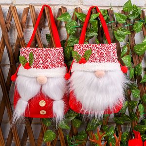 Borsa regalo per gnomi natalizi Borsa per dolcetti portatile Albero di Natale Camino Decorazione per ufficio domestico Giocattoli per bambini