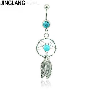 Nuovi anelli ombelici Dream Catcher Chain Feather Chain che penzola con l'ombelico Ring Body Gioielli piercing Spedizione gratuita L230808