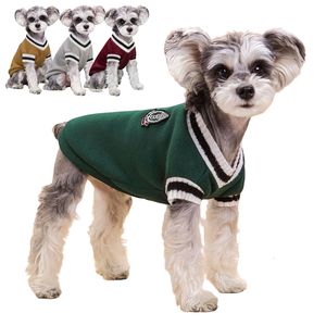 Dog Apparel College Style Pet Sweater Winter Warm Clothes for Small Medium Dogs Puppy Cat Vest Chihuahua French Bulldog Yorkie Coat 230807