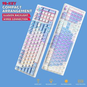 AFFHASAT Wired Gaming Mechanical Keyboard Russian/English Backlight Gamer Keyboard 98 Keys Knob light control Type-C Hot-swap HKD230808