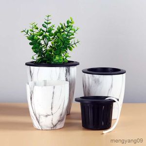 Planters Pots Pot Bunga Marmer Baru Hadiah Desktop Pot Tanam Air Sukulen Batu R230808