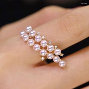 Cluster Rings MeiBaPJ 14 Pcs 3-4mm Round Natural Pearl Fashion Ring 925 Silver Sterling Fine Wedding Jewelry For Women