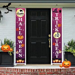 Andra evenemangsfestleveranser 1Pair Halloween hängande koppling Happy Trick eller Treat Door Couplet Halloween Party Hanging Flags Sign Decoration Banners 230808