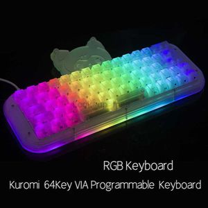 Hot swap socket VIA Keybaord 64 Key RGB Adjustment Cartoon Acrylic Keypad Programmable Macro Transparent Keyboard Mechanical HKD230808