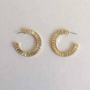 Hoop Earrings Arrivals Gold Color Plating Clear Baguette Stone Around For Women Girl Elegant Casual Gorgeous Jewelry Deco