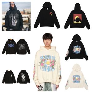 メンズフーディーズスウェットシャツデザイナー新しい高品質のメンズrhudeプルオーバースウェットシャツルース長袖フードフーディー秋の冬のヒップホップスウェットシャツアジアサイズs-xxl