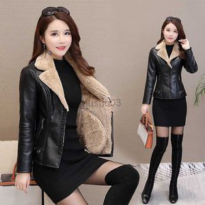 Women's Leather Faux Leather Korean Style Autumn and Winter Leather Clothing Women's h Thickening Short Loose Small Coat New Pu Jacket Skinny Coat HKD230808