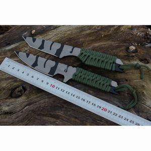 1st C7148 Utomhusöverlevnad Rak kniv 440C Camo Mönster Blade Full Tang Parcord Handle Fixed Blade Knives With Nylon Mantel