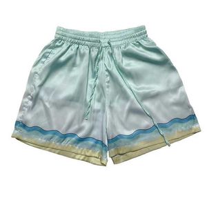 Casablanca Gradual Silk Wave Tênis de Mesa Lay Zhang Mesmo Estilo Shorts de Seda Capris Casal Moda de Verão