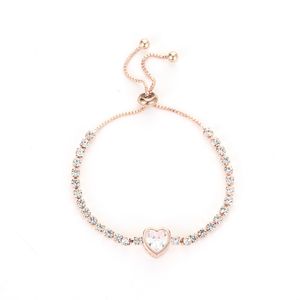 American Fashionable Rose Gold Loving Heart Zircon Armband Simple Alloy Diamond Women's Brace Lace Armband