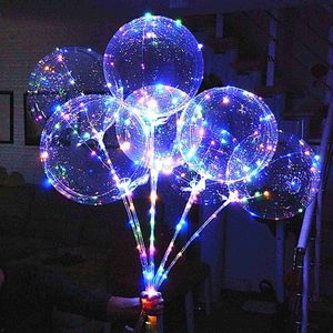 Handtag LED Julballong Lysande Transparent Helium Bubble Ballons Bröllop Birthday Party Decorations Kid Led Light Balloon HKD230808