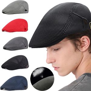 Berets respirável malha bonés para homens casual boina chapéu moda plana boné ajustável estilo sboy gatsby pico sol 230808