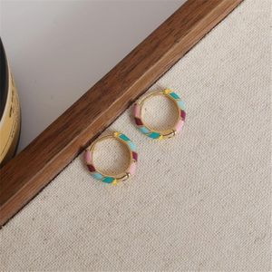 Hoop Earrings Design Sense Mini Simple Colorful Drop Glaze Enamel For Women Girls Korean Fashion Jewelry 2023 Accessories